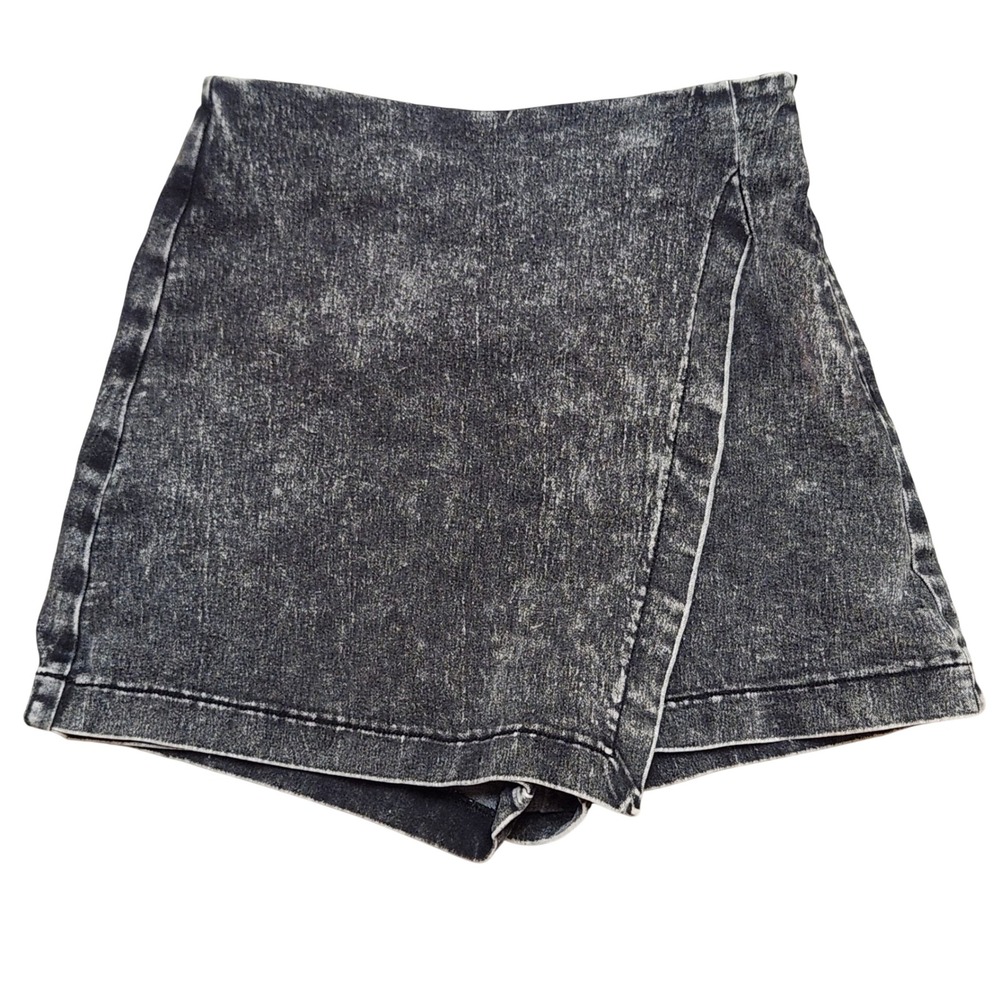 Flying Tomato Black Acid Wash Whimsy Goth Skort Side Zip XS Vintage Style